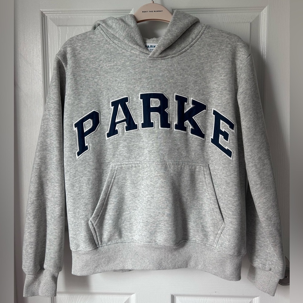 PARKE 100% AUTHENTIC Varsity Hoodie Sweatshirt- Grey/Navy- Size S/M - Picture 5 of 15